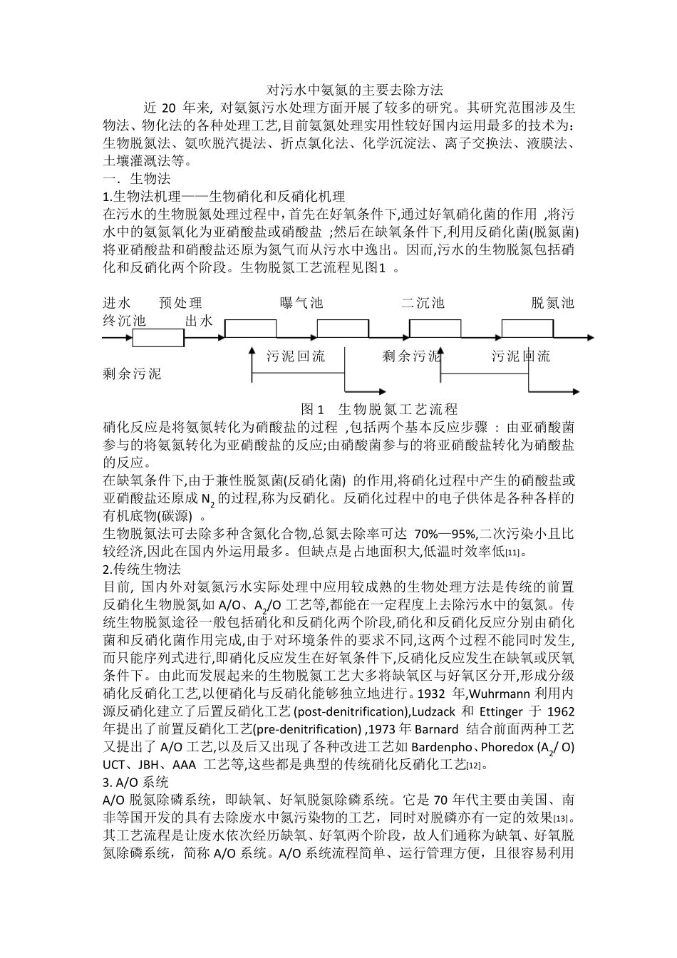 对污水中氨氮的主要去除方法_第1页
