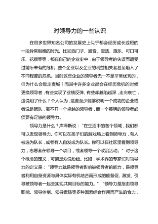 对领导力的一些认识