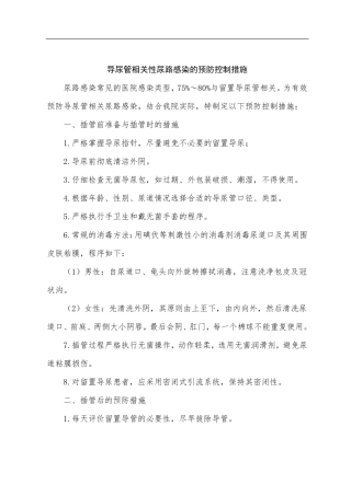 导尿管相关性尿路感染的预防控制措施