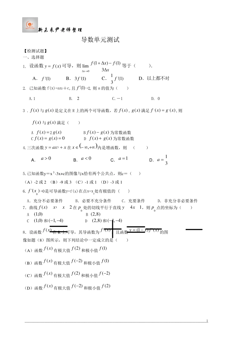 导数单元测试_第1页