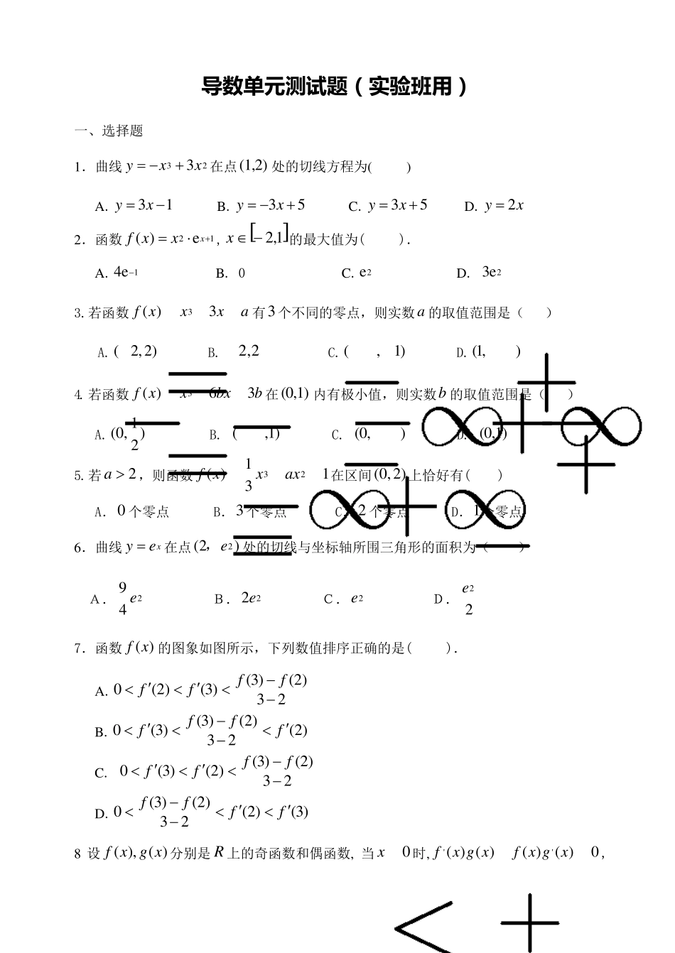 导数单元测试题_第1页