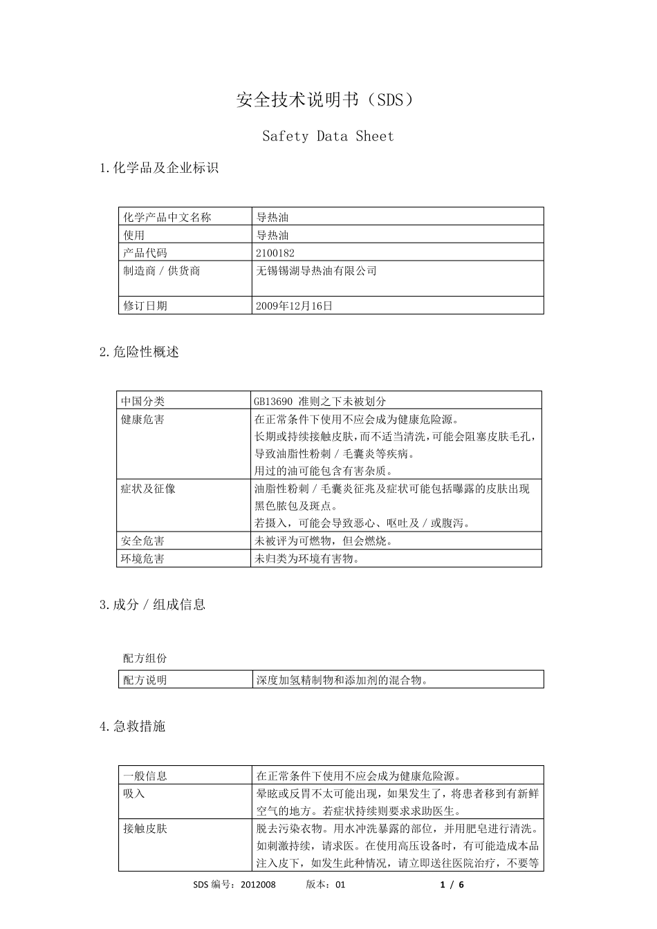 导热油全版MSDS_第1页