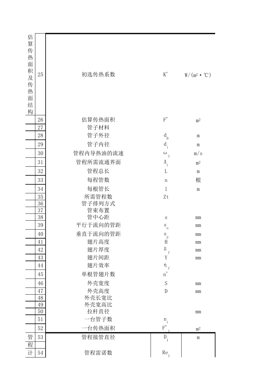 导热油换热器设计计算表格_第2页