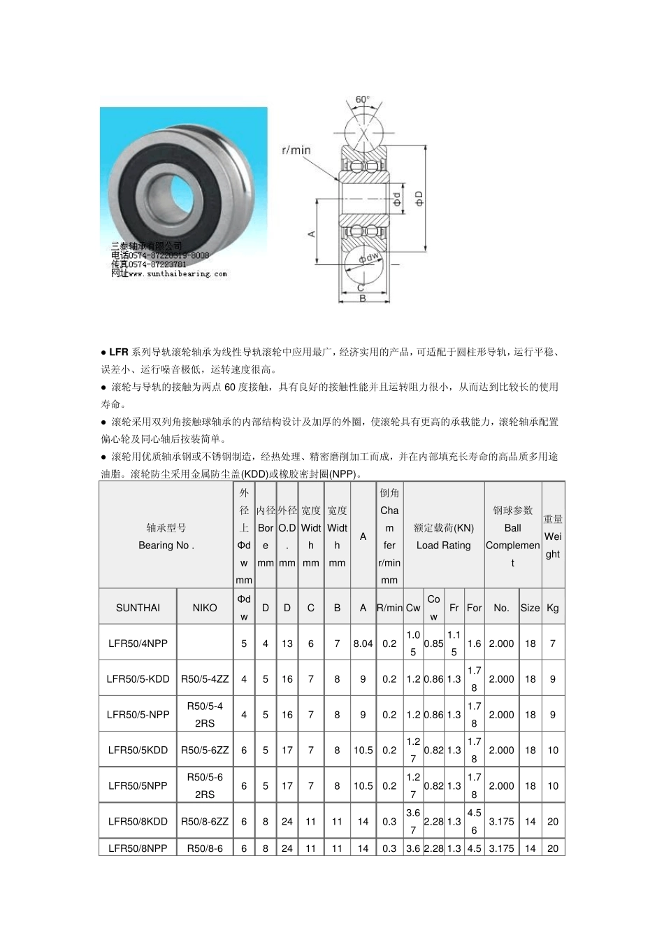 导轨滚轮轴承LFR系列、SG系列、LR系列、LV系列、VW系列、A和AT系列、LR5200系列_第2页
