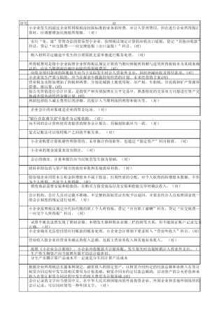 小企业会计准则判断题