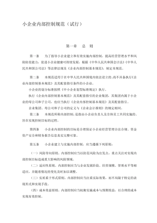 小企业内部控制规范