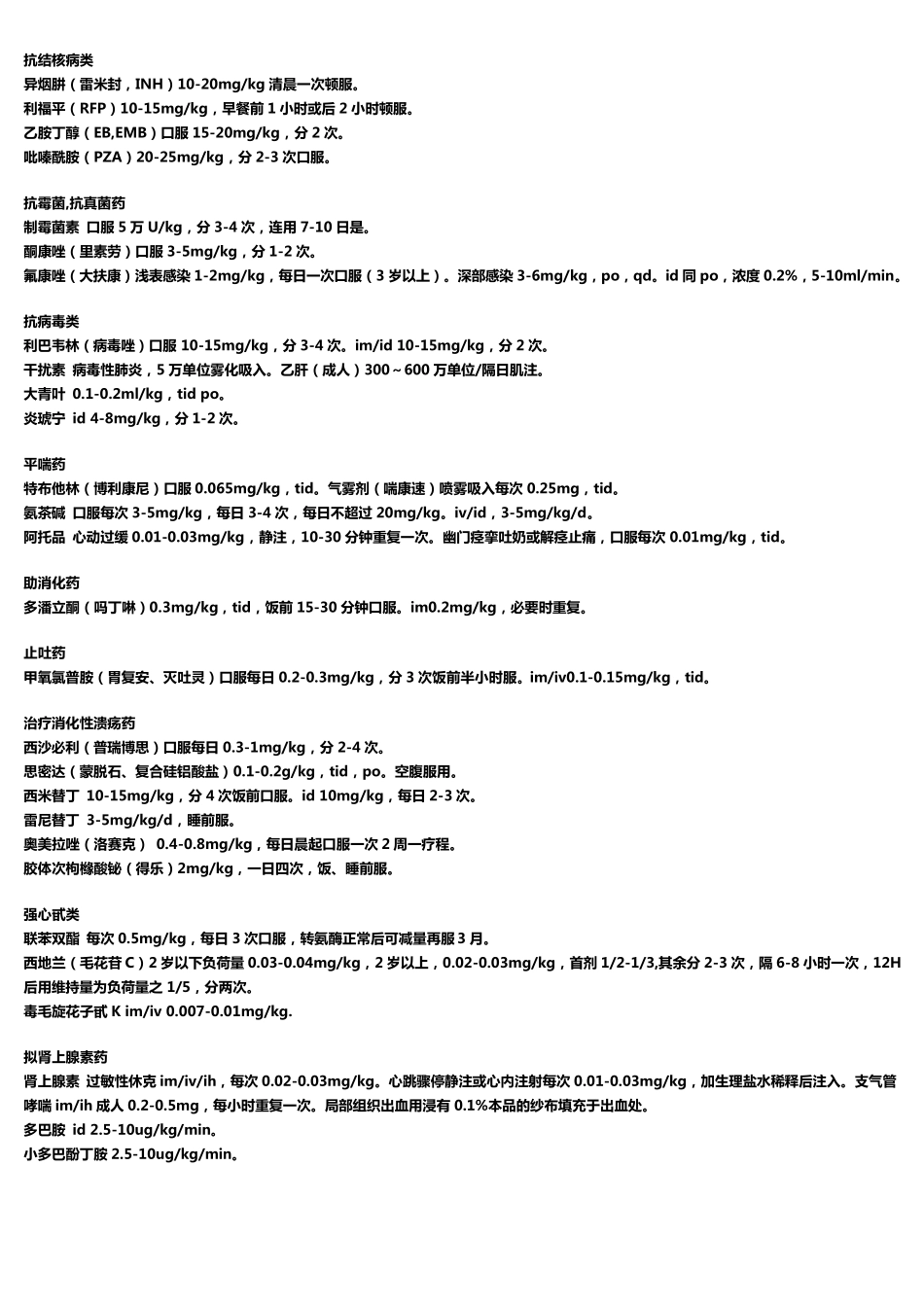 小儿常用药物剂量表_第2页