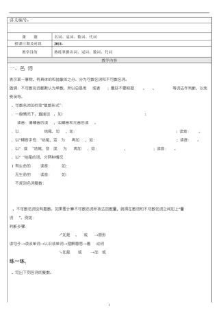 小六英语(名词、数词、冠词、代词)