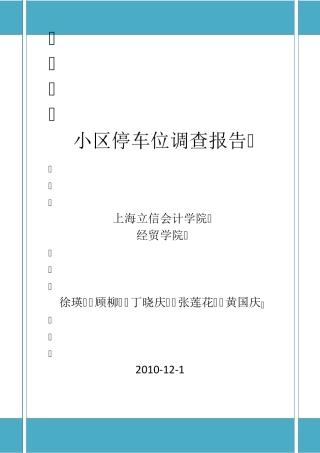 小区停车位调查报告