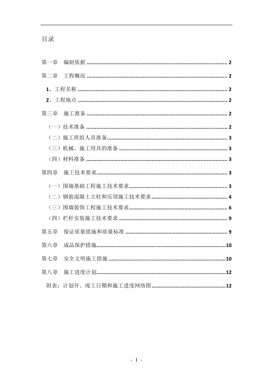 小区围墙施工方案_第1页