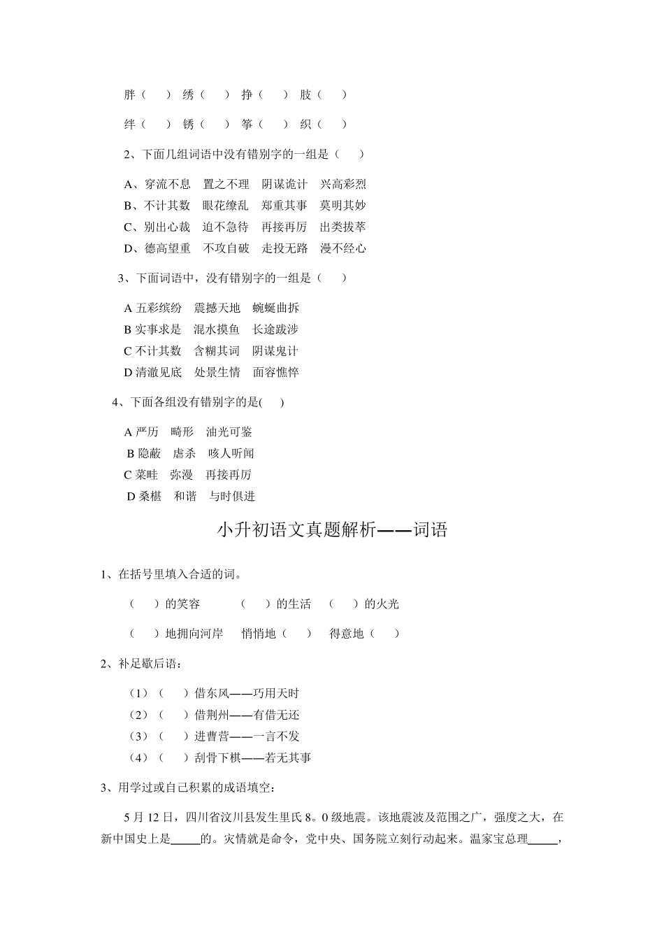 小升初基础知识练习题_第2页