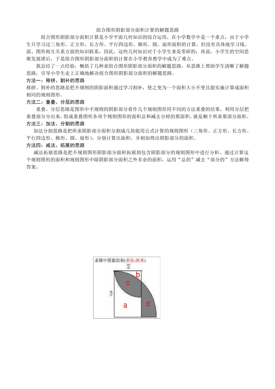 小升初复习组合图形阴影部分面积计算的解题思路_第1页
