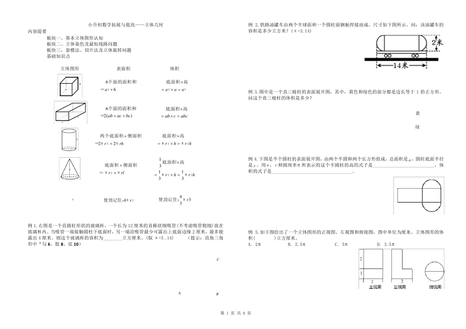 小升初数学·立体几何(完美编辑版)_第1页
