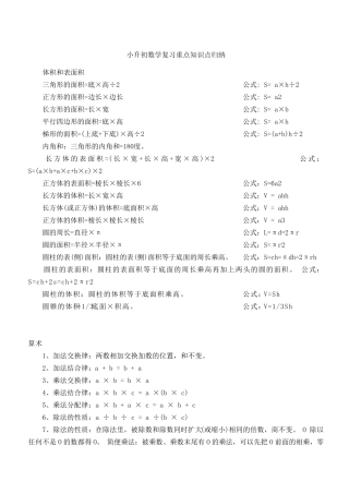 小升初数学复习重点知识点归纳