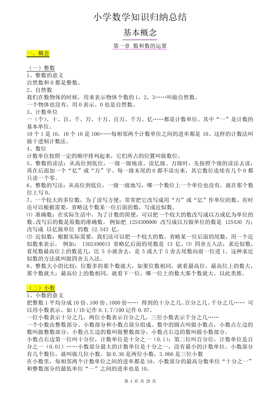 小升初数学知识点归纳汇总_第1页