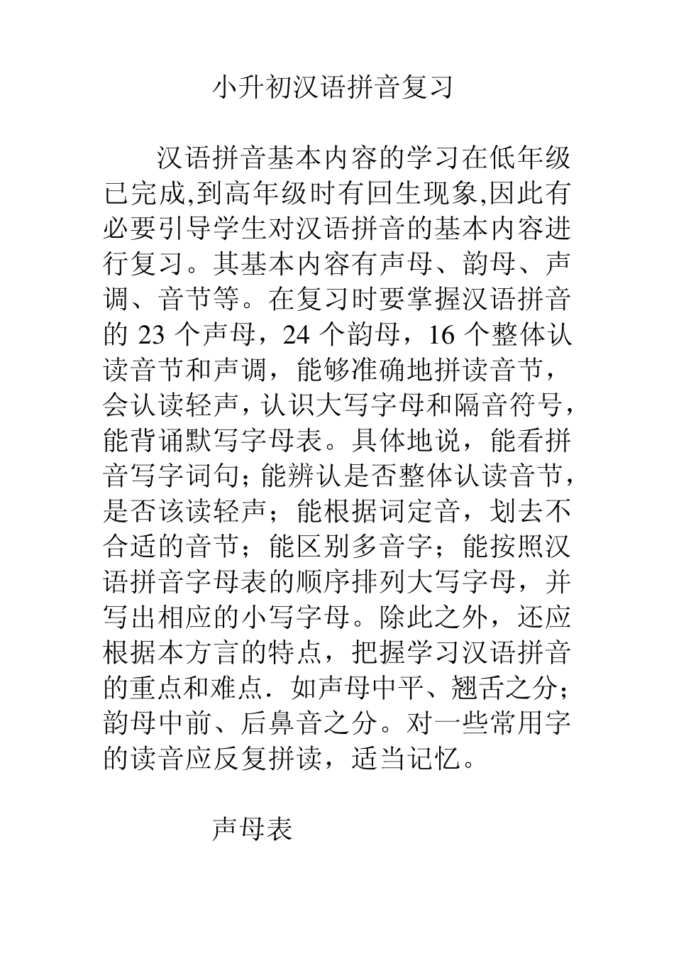 小升初汉语拼音复习_第1页