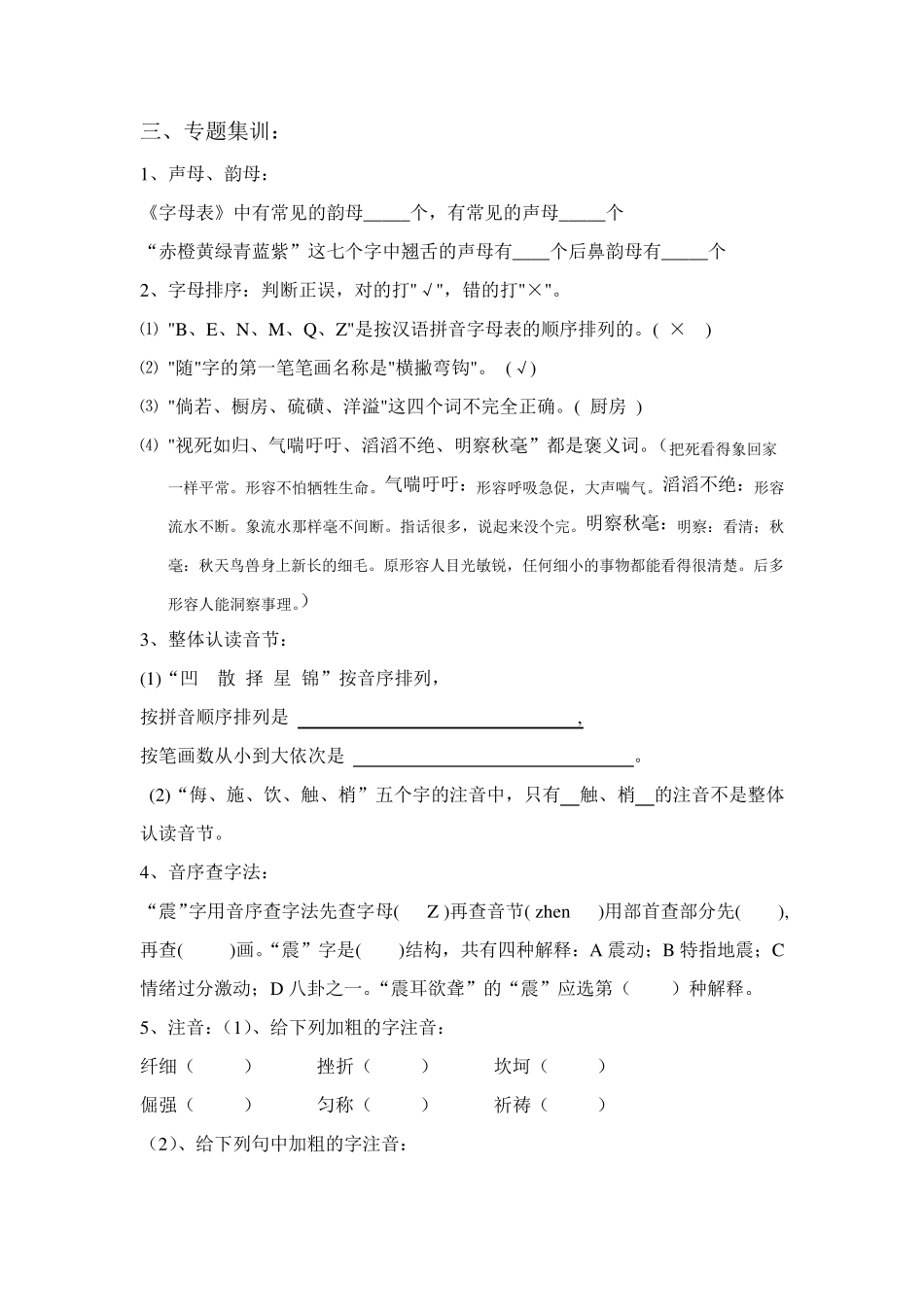 小升初汉语拼音练习及答案_第3页