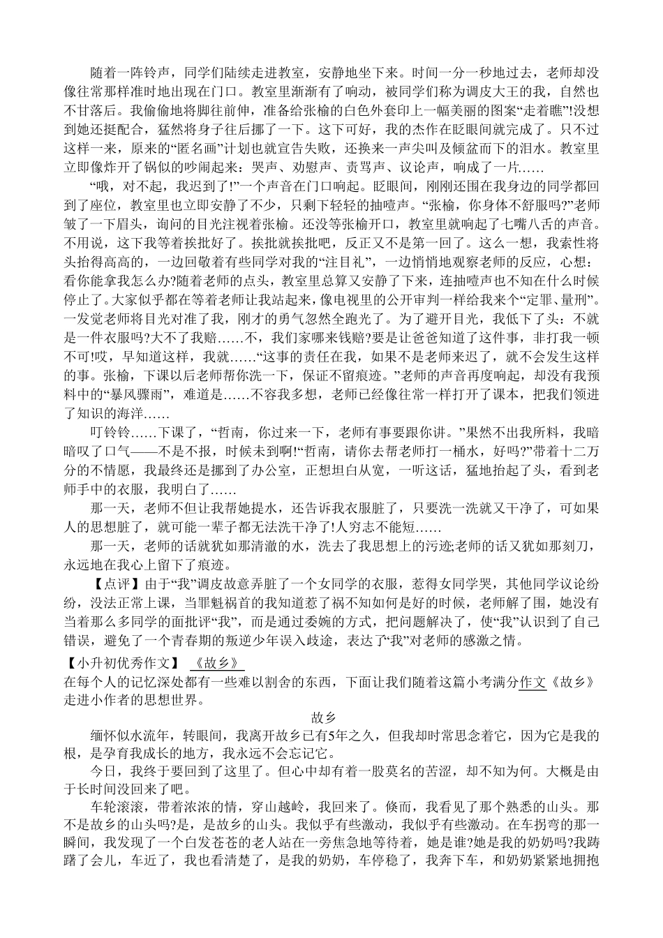 小升初满分作文10篇_第2页