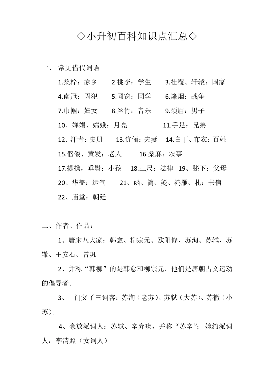 小升初百科知识点汇总_第1页