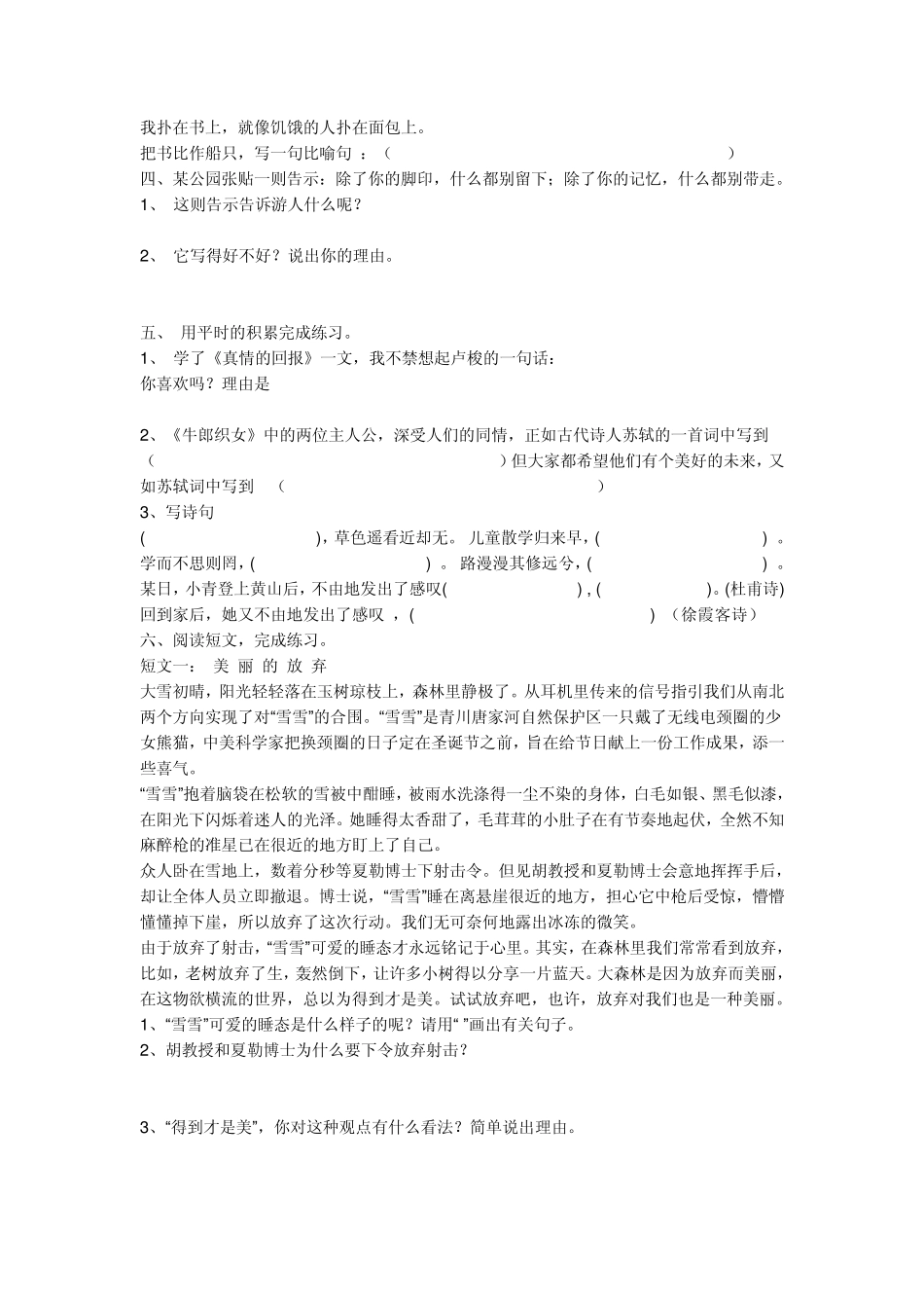 小升初考试语文试卷_第3页