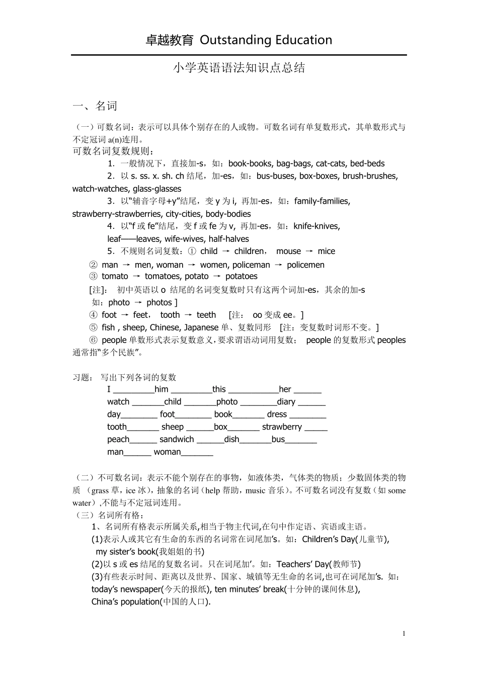 小升初英语语法知识点总结_第1页