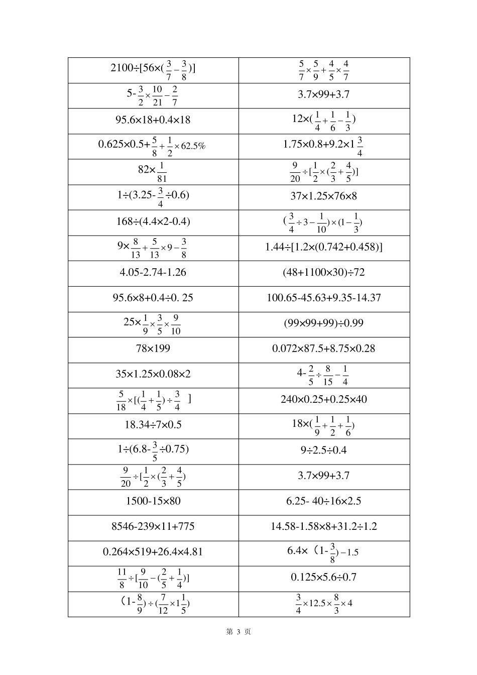 小升初计算题——脱式计算简便计算_第3页