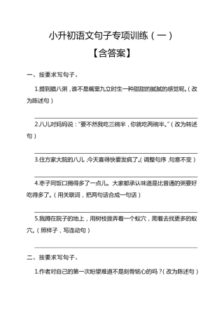 小升初语文句子专项训练