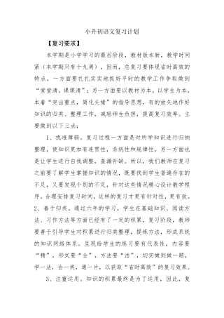 小升初语文复习计划