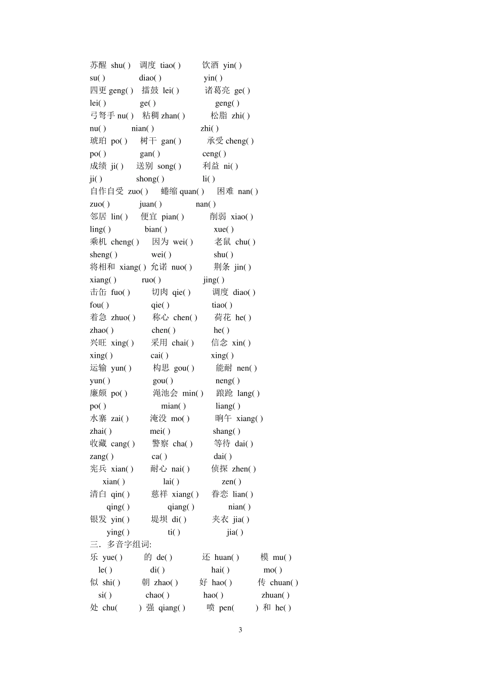 小升初语文字词汇总复习_第3页