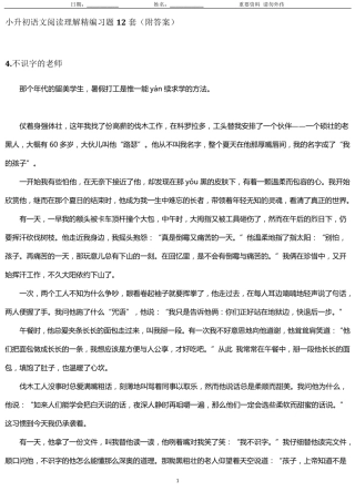 小升初语文阅读理解精编习题12套已经编辑了三套