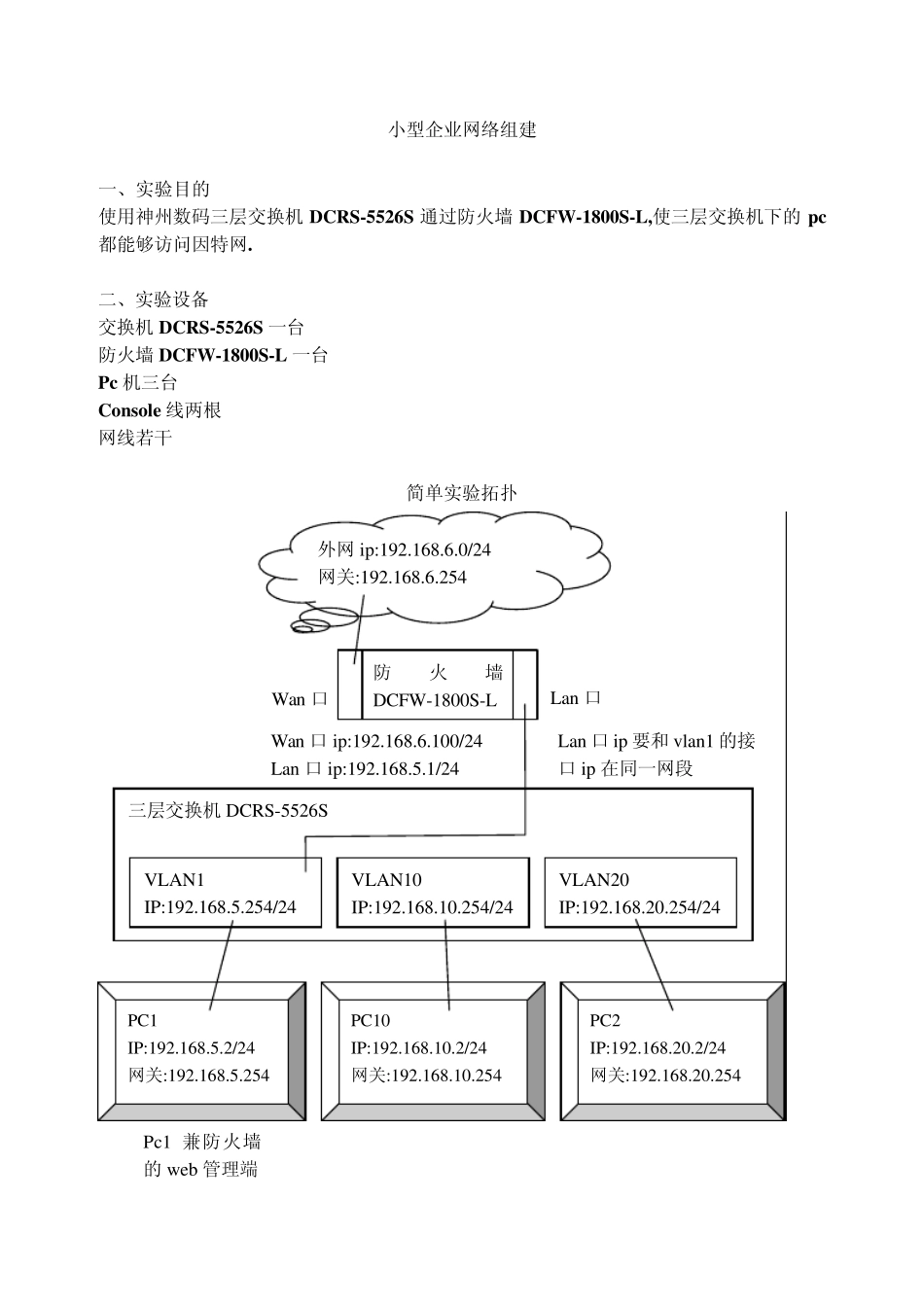 小型企业网络组建实验报告_第1页