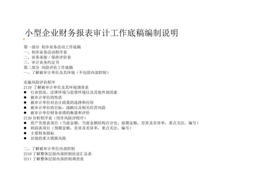 小型企业财务报表审计工作底稿编制指南_第1页