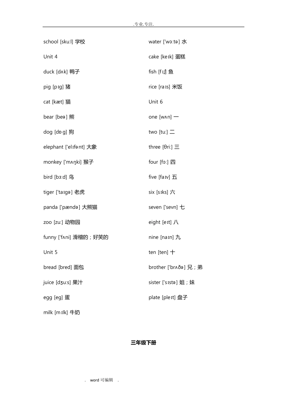 小学(三至六年级)英语PEP英语单词表_第2页