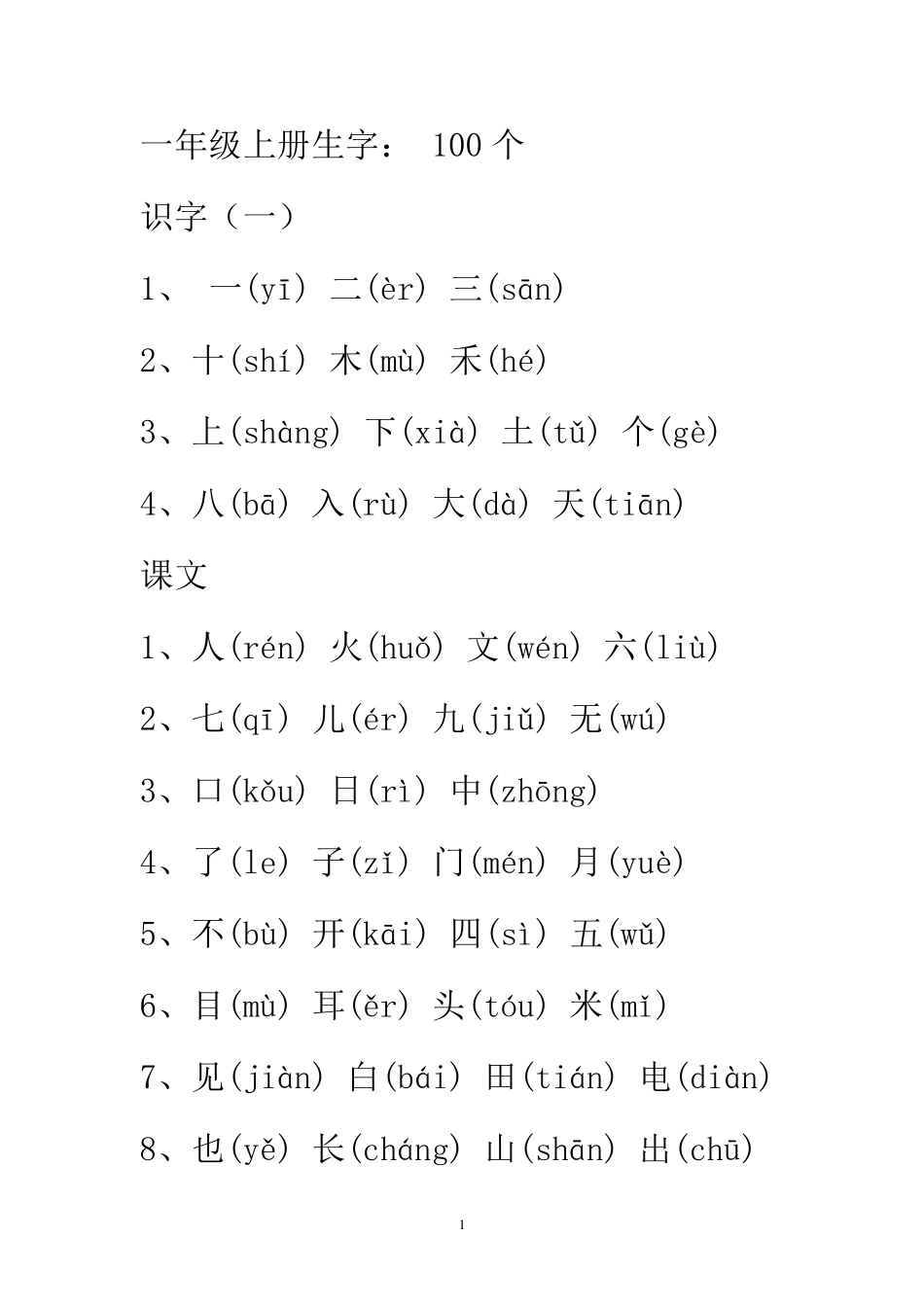 小学16年级全部生字带拼音_第1页