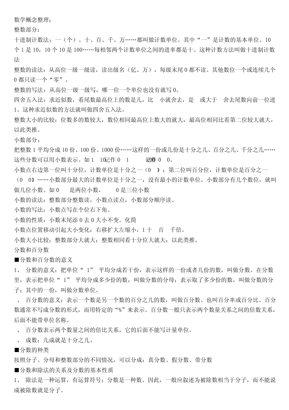 小学16年级数学概念整理_第1页