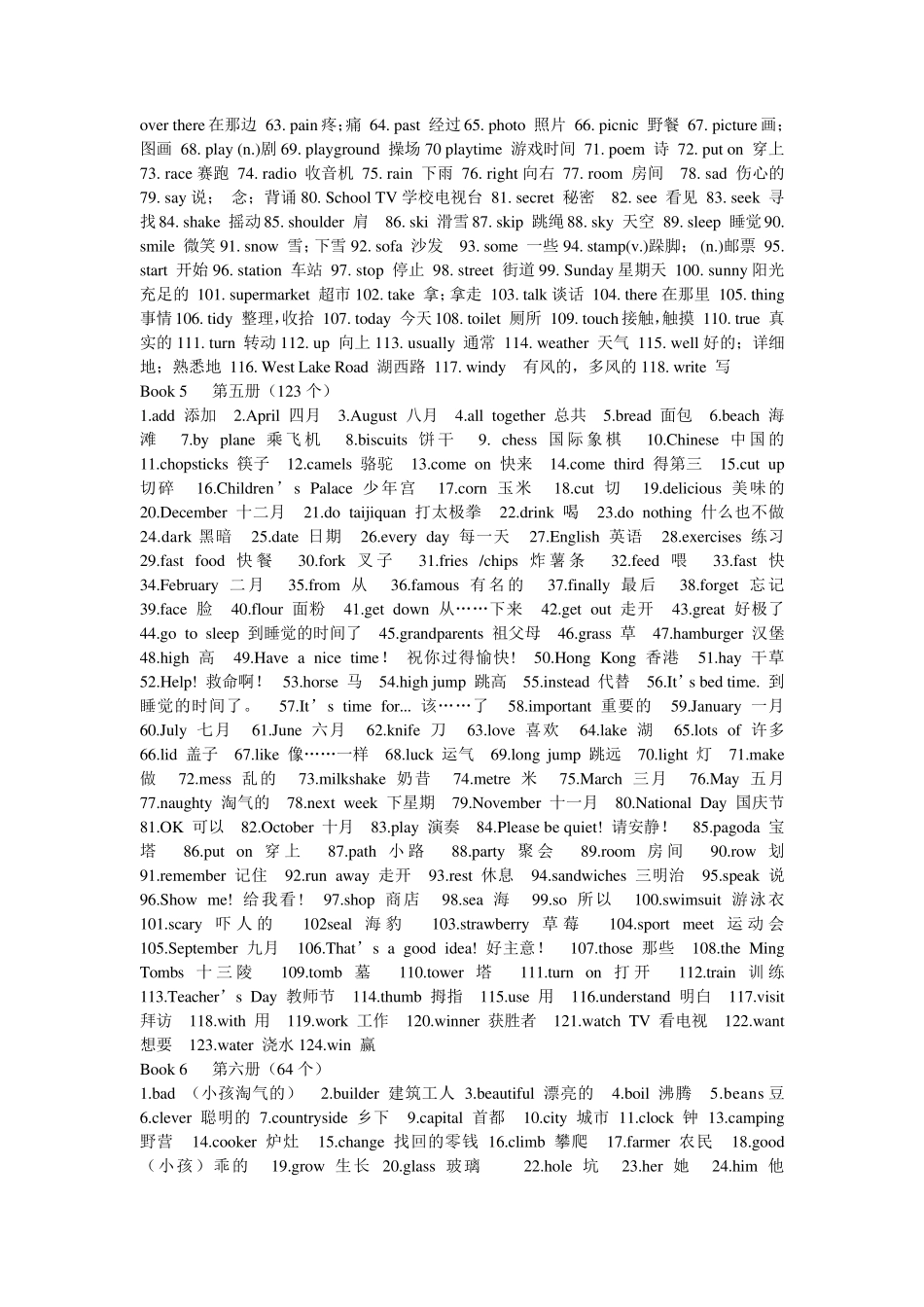 小学16年级英语全部单词表_第3页