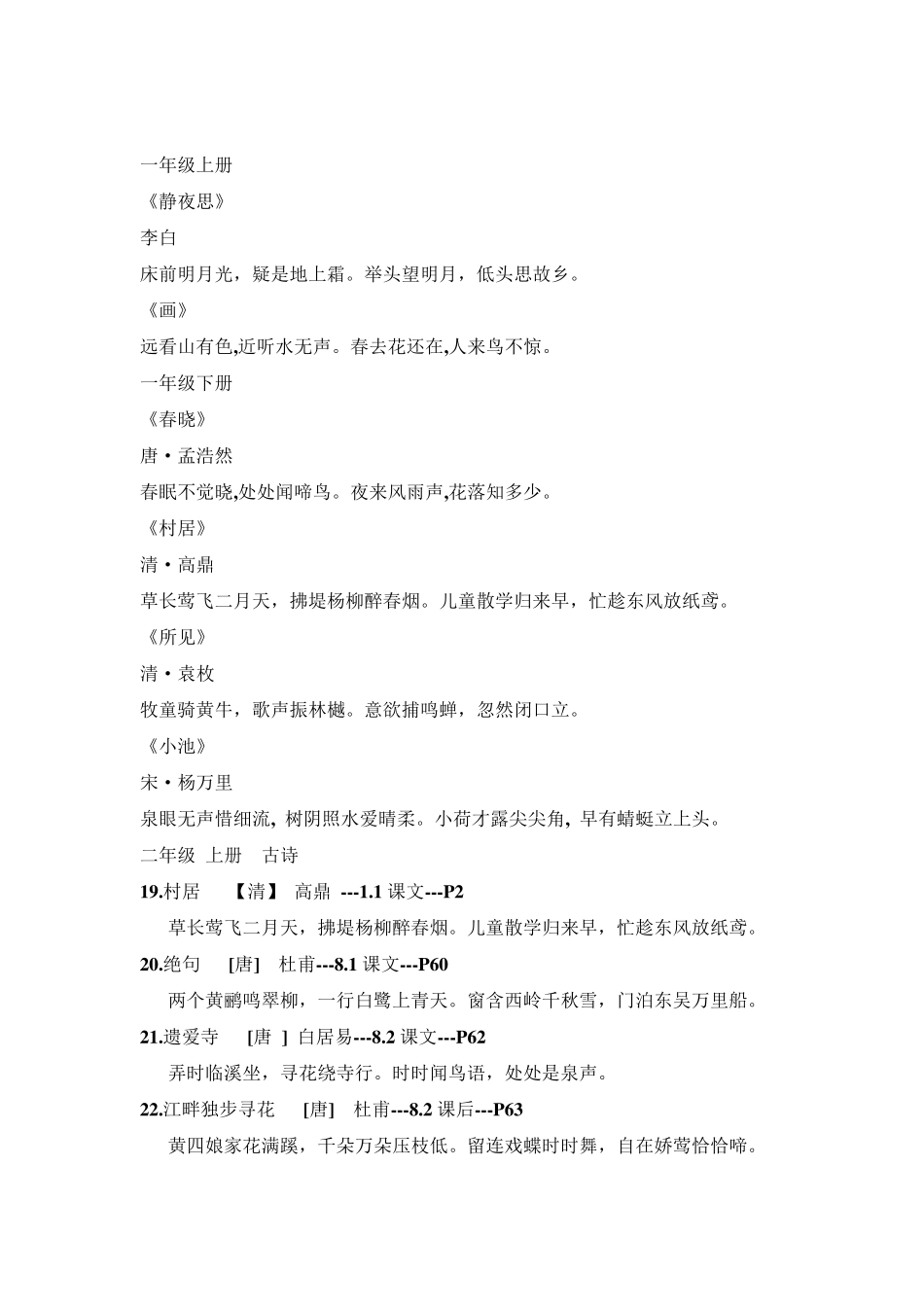 小学1至6年级古诗词汇总_第1页