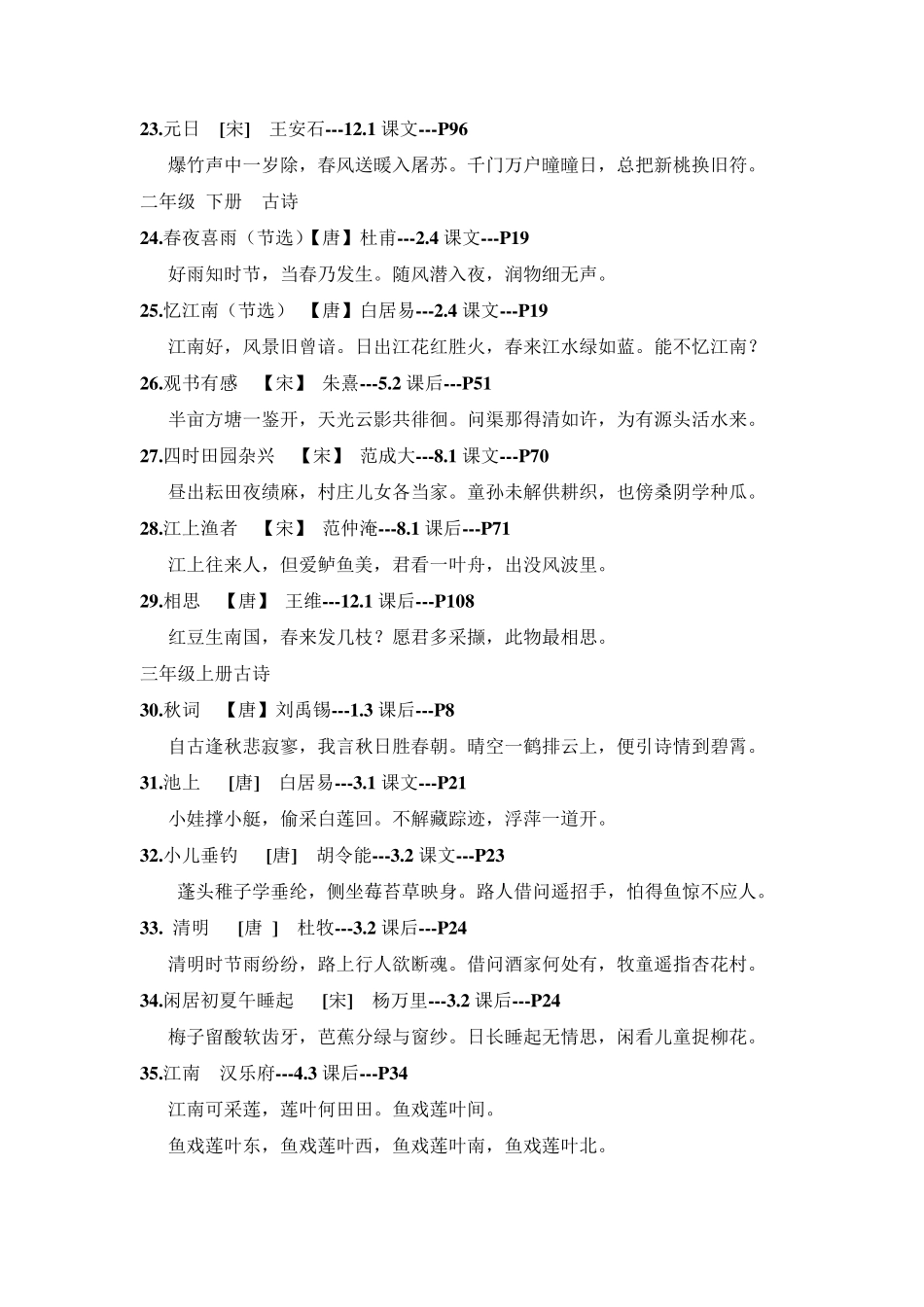 小学1至6年级古诗词汇总_第2页