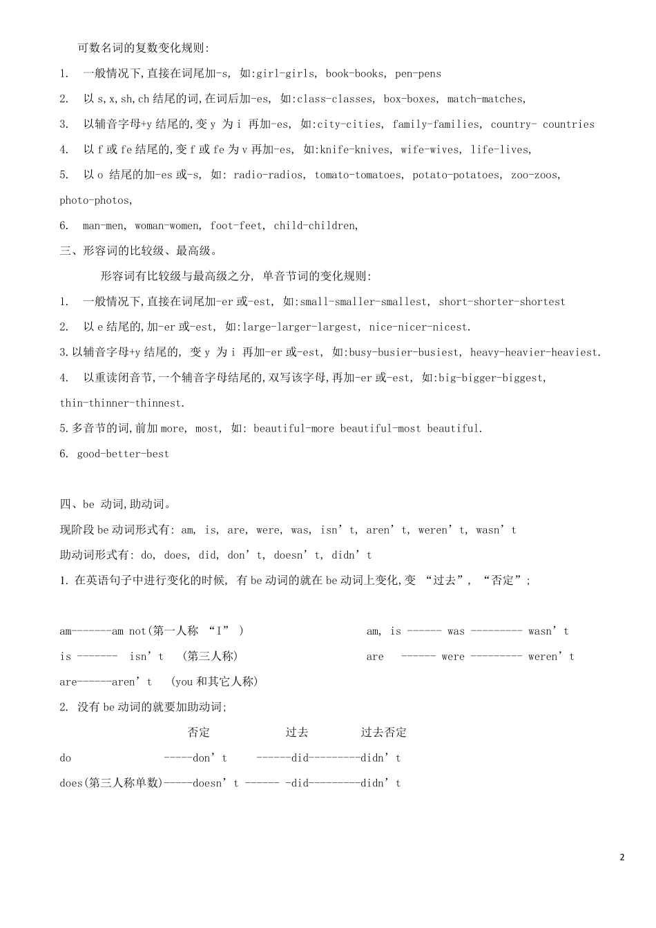 小学PEP英语总复习36年级英语语法总结_第2页