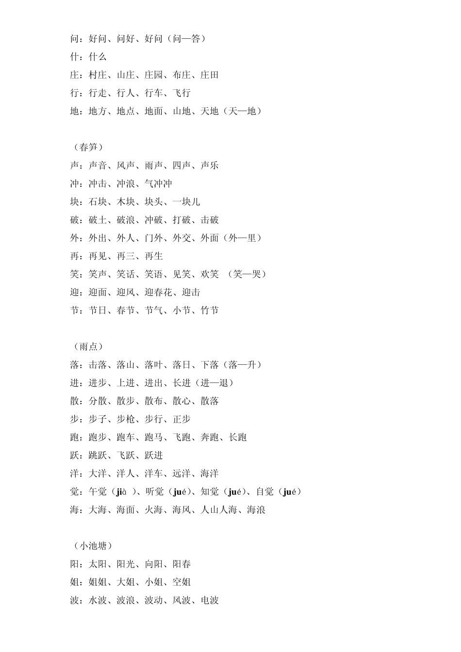 小学一年级(下册)语文词汇_第2页