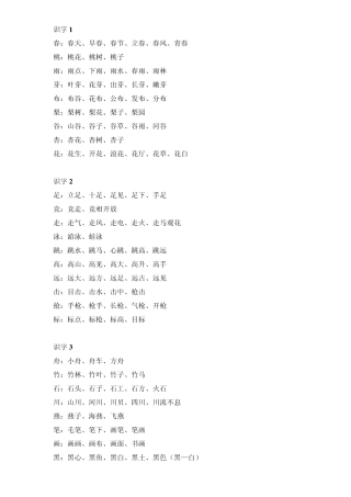小学一年级(下册)语文词汇