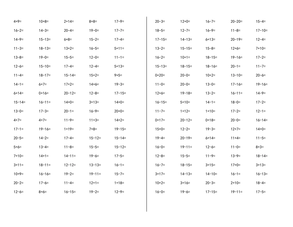 小学一年级20以内加减法_第2页