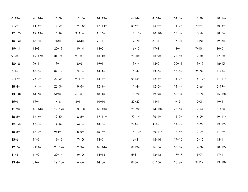 小学一年级20以内加减法_第3页
