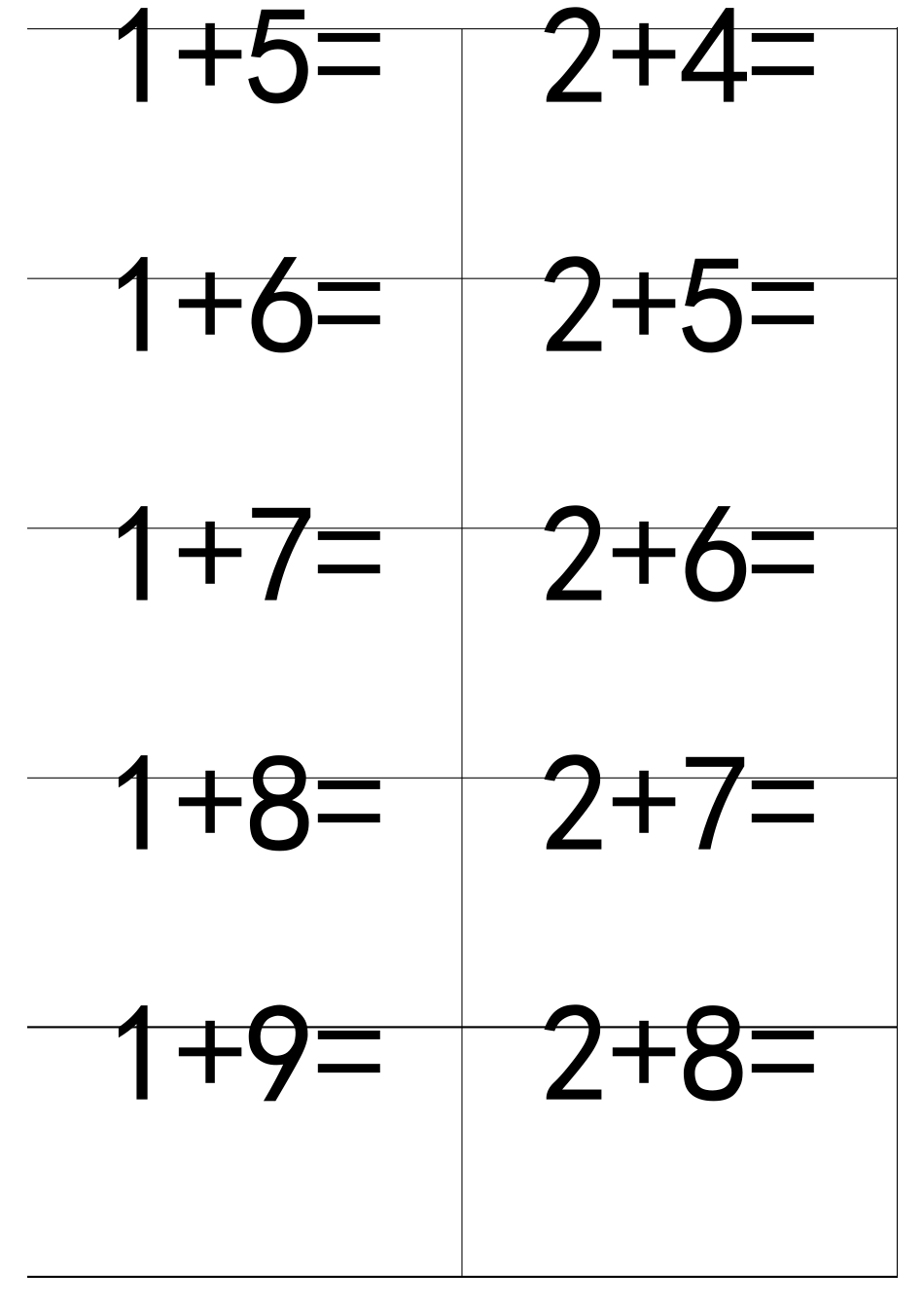 小学一年级20以内加减法打印版(口算卡片)_第2页