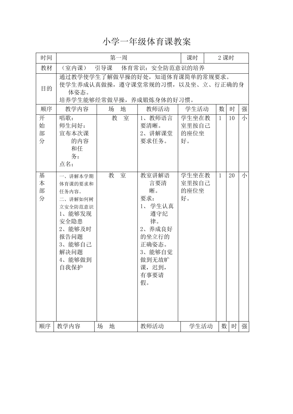 小学一年级下册体育教案全册_第1页