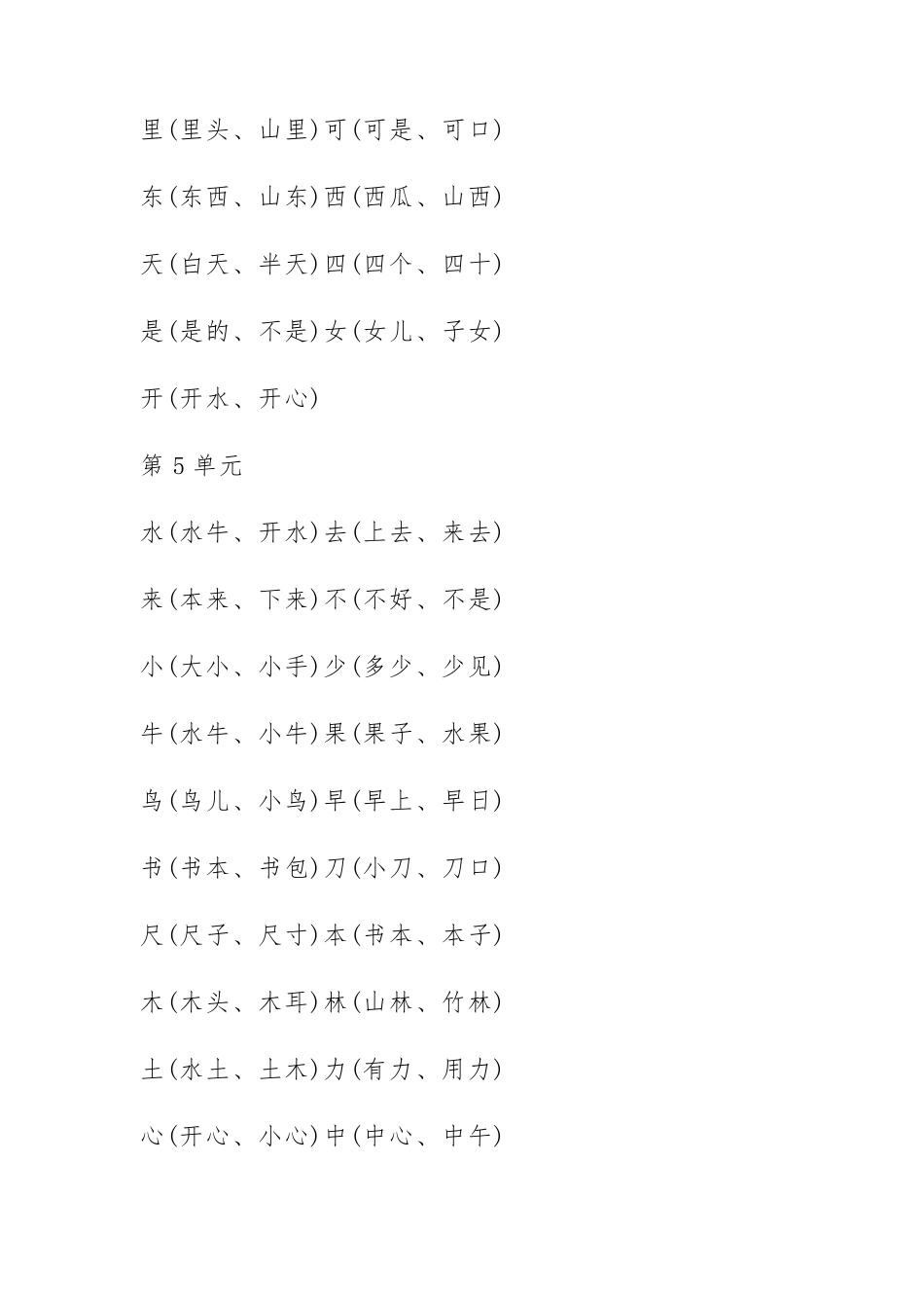 小学一年级人教版语文上册全部知识点汇总_第2页
