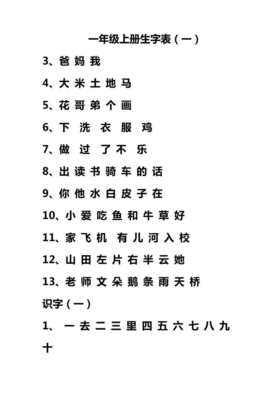 小学一年级生字表(最新最全)_第1页