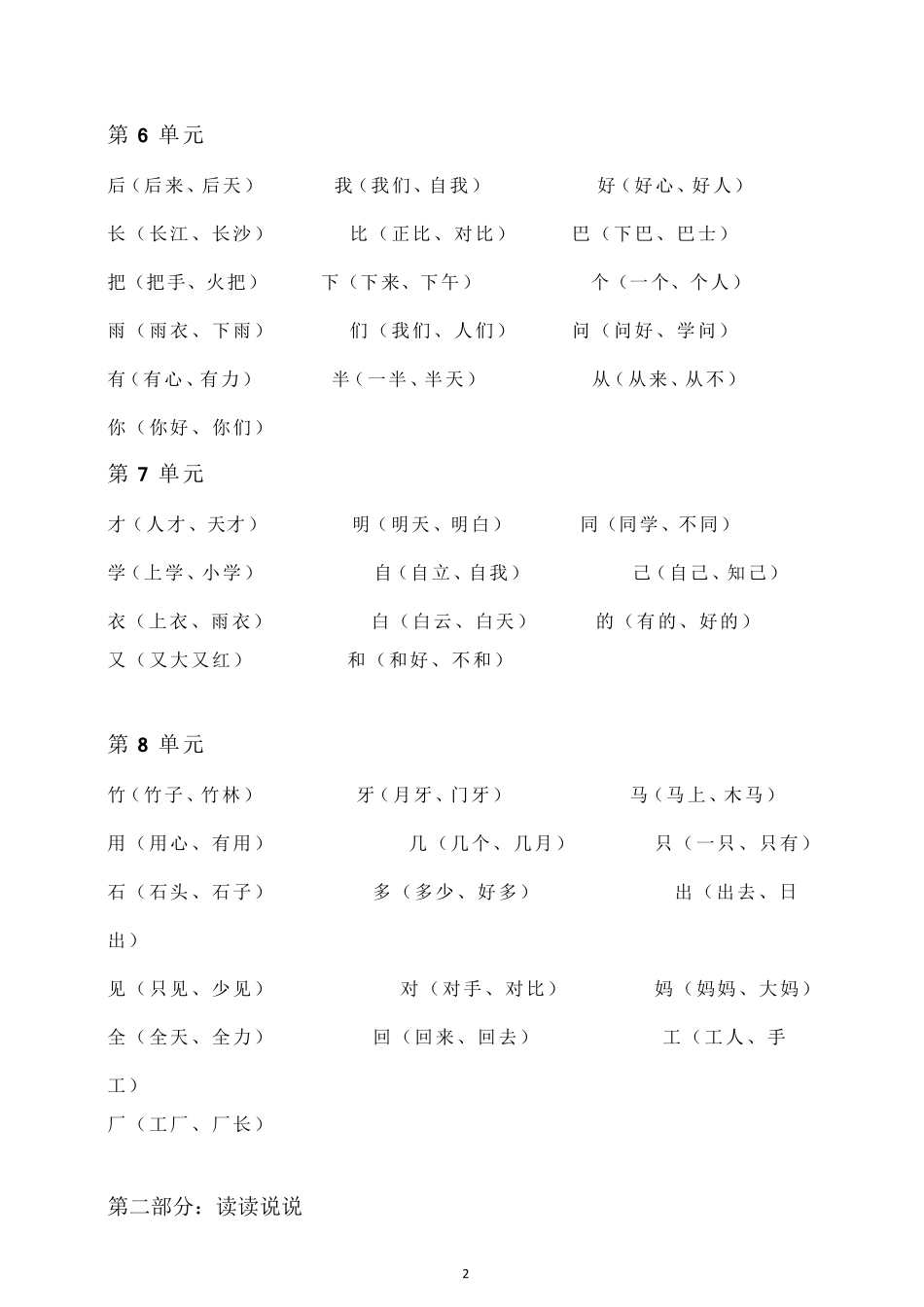 小学一年级语文上册全部知识点汇总_第2页