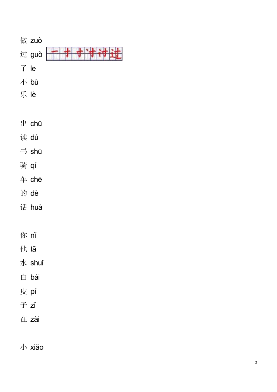 小学一年级语文上册生字表笔顺表word电子打印版_第2页
