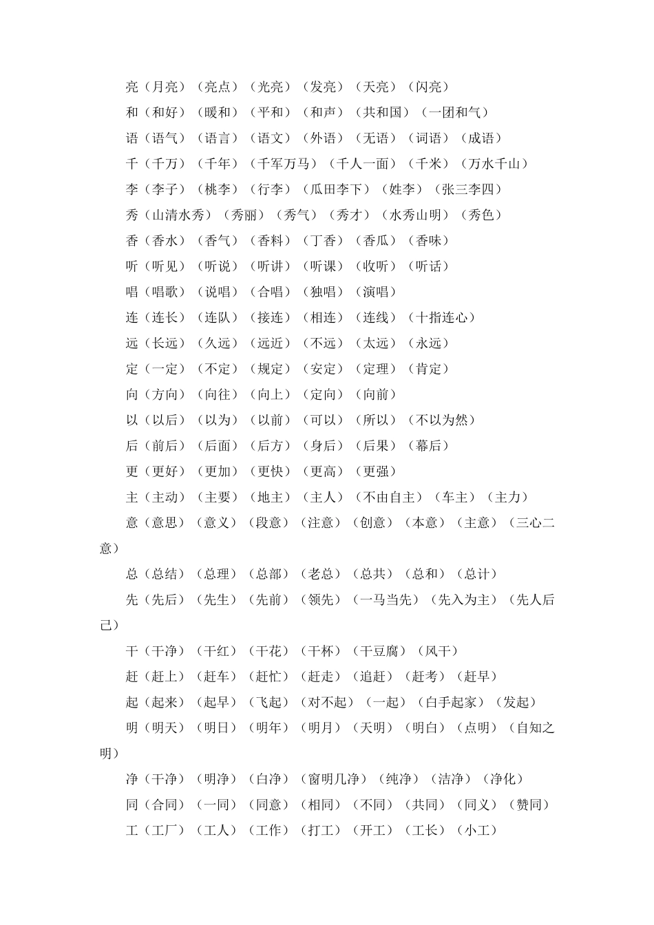 小学一年级语文下册生字词语大全_第3页